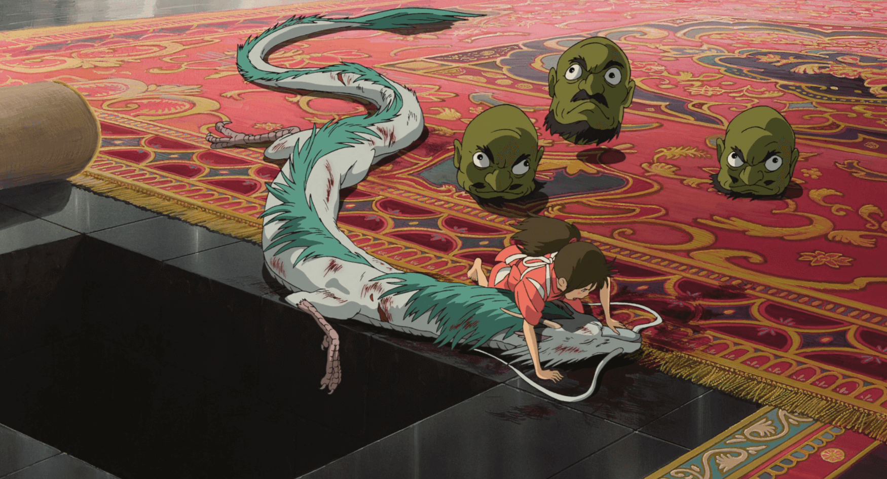 injured Dragon Haku passed out in Yubaba's suite